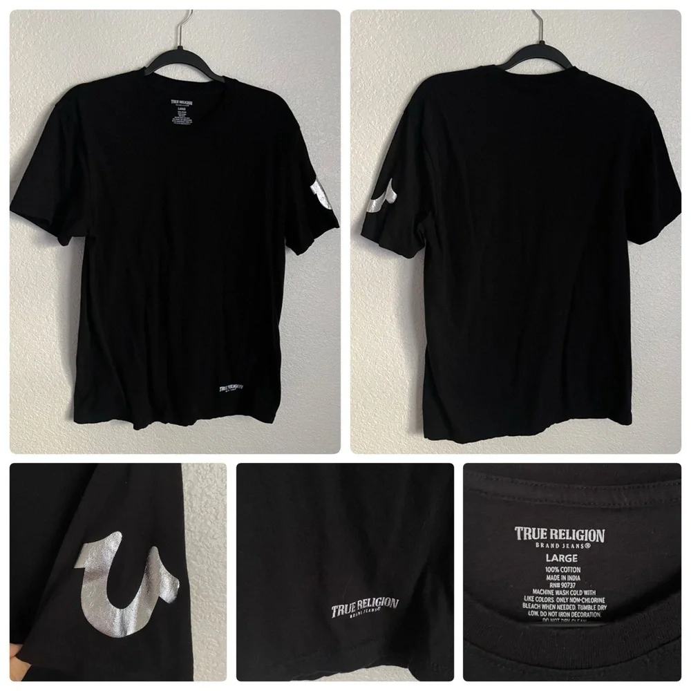 True Religion Men’s Crewneck Undershirt Tee Bundle of 2 Shirts L Black